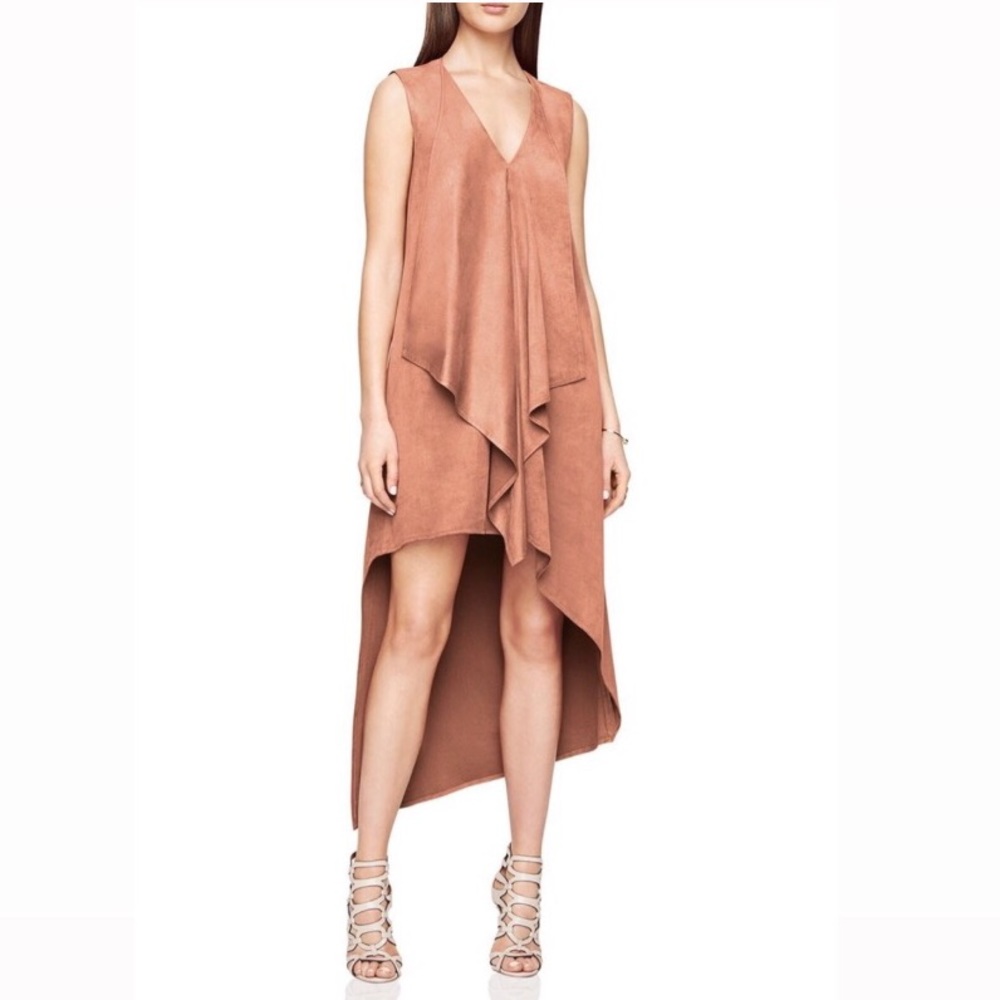 BCBGMaxAzria Pink Faux Suede Trar Mini MIDI Dress